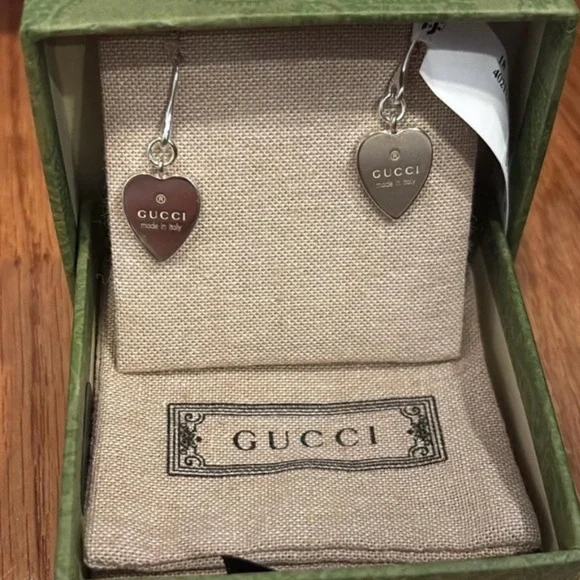 Gucci Silver Heart Drop Earrings - Picture 1 of 1